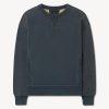 Indigo-Dipped Loopback Double V Crew Sweatshirt